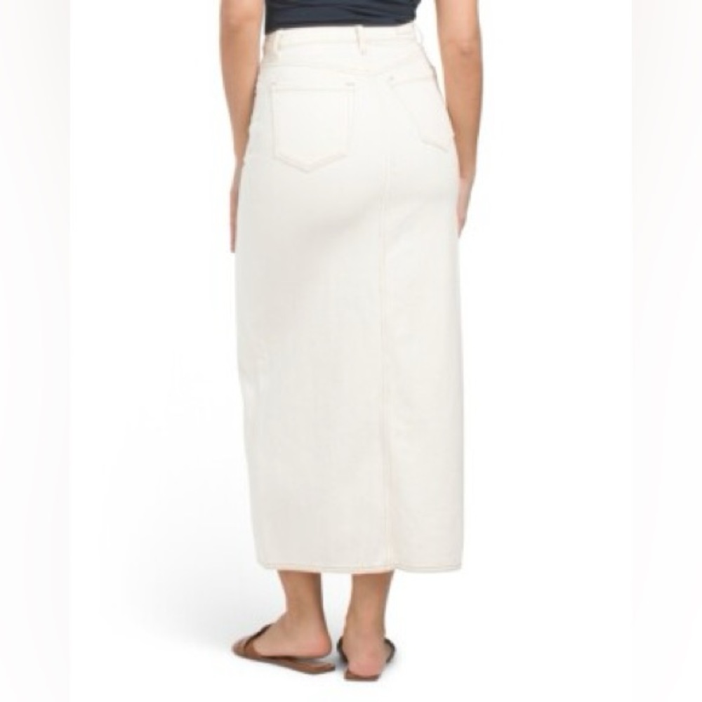 BLANKNYC Cream Denim Maxi Skirt | Brown Stitching | Size 28 | NWT - Picture 2 of 6